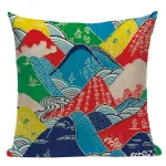 Housse d'oreiller colorée inspirée de la décoration japonaise