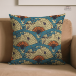 Housse d'oreiller japonaise motif éventail