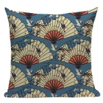 Décoration japonaise avec housse d'oreiller motif éventail