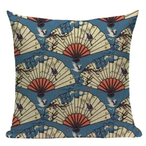 Décoration japonaise avec housse d'oreiller motif éventail