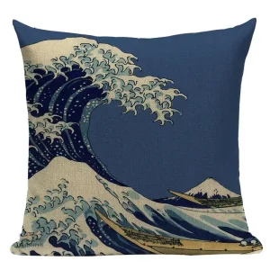 Housse d'oreiller japonaise Vague de Kanagawa