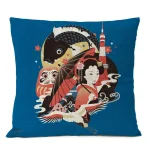 Housse de coussin avec illustrations japonaises élégantes
