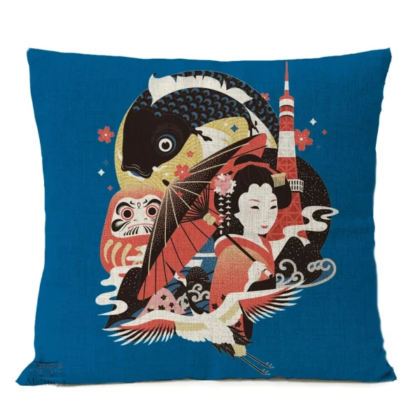 housse-de-coussin-a-illustrations-japonaises-1 Housse de coussin avec illustrations japonaises élégantes