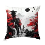 Housse de Coussin Décorative Imprimé Japonais