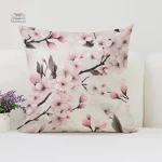 Housse de coussin fleurie rose pour décoration japonaise
