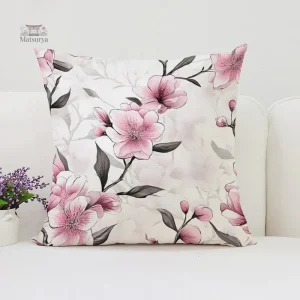 Coussin japonais avec motif floral rose élégant et coloré