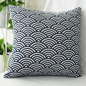 Housse de coussin japonaise motif vagues