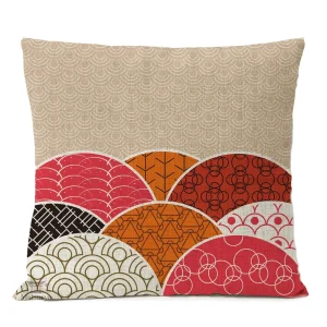 Housse de coussin japonaise motifs géométriques décoratifs