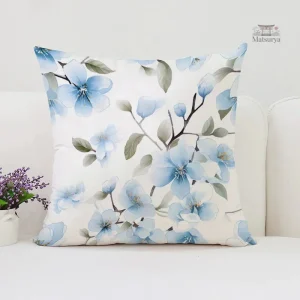 Housse de coussin blanche à fleurs