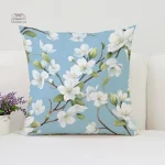 Housse de coussin florale bleue japonaise
