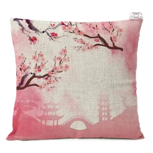Housse de coussin japonaise rose Sakura