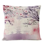 Housse de coussin design japonais avec motif de temple