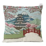 Housse de Coussin Japonais avec motif paysage