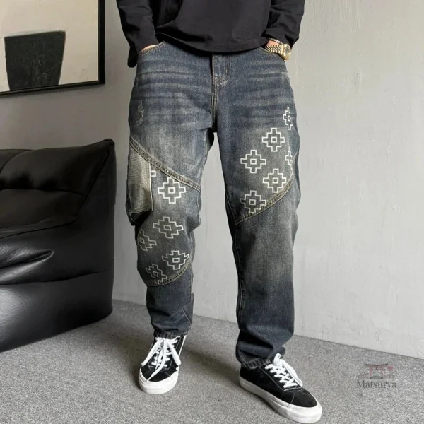 Jean Hip Hop Japonais en Patchwork pour homme