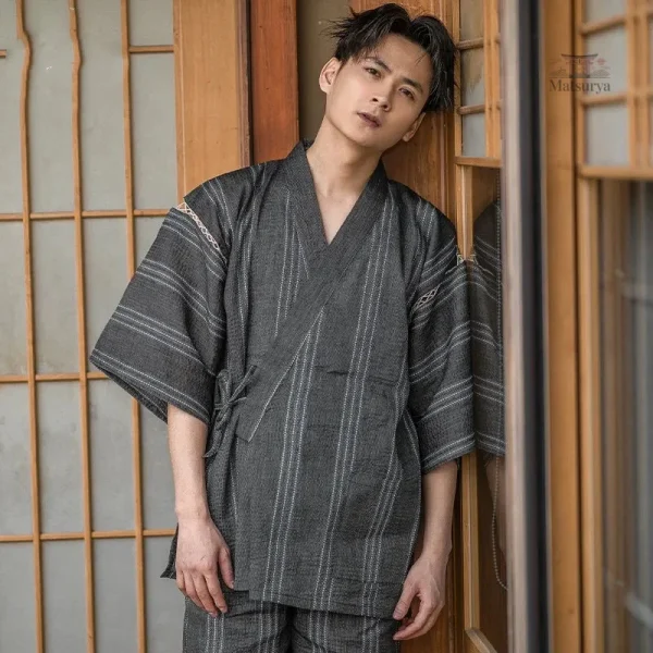 Vêtement japonais pour homme, jinbei en coton