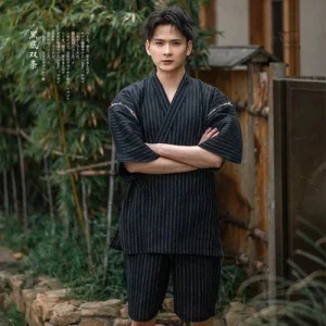 Tenue d'été japonaise, jinbei en coton pour homme