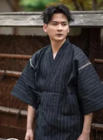 Vêtement japonais homme, jinbei en tissu cotonné