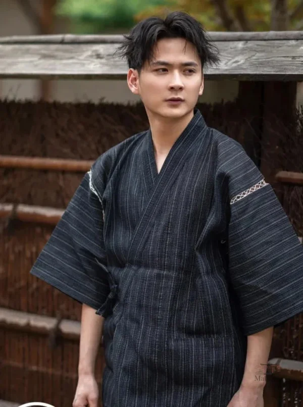 Vêtement japonais homme, jinbei en tissu cotonné