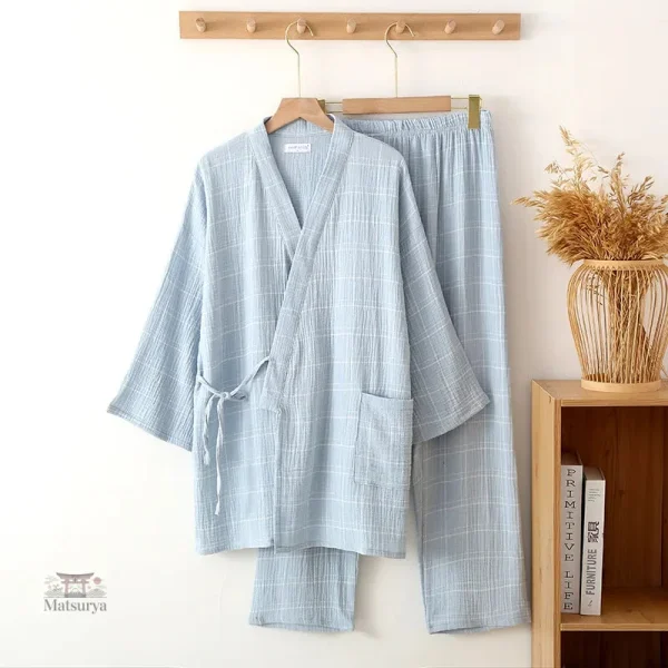 jinbei-homme-a-carreaux-1 Jinbei Homme à Carreaux en coton léger