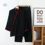 Chemise Jinbei homme à manches longues en coton