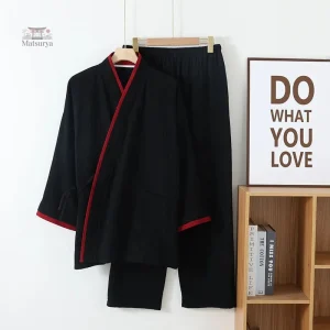 Chemise Jinbei homme à manches longues en coton