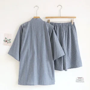 Tenue décontractée japonaise pour homme, motif à rayures
