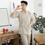 Vêtement Jinbei beige, style décontracté pour l'été