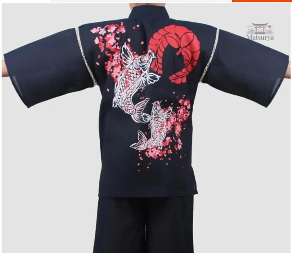 Jinbei homme motif carpe koi pour les chaudes journées