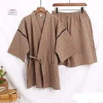 Jinbei homme rayé à manches courtes, style décontracté