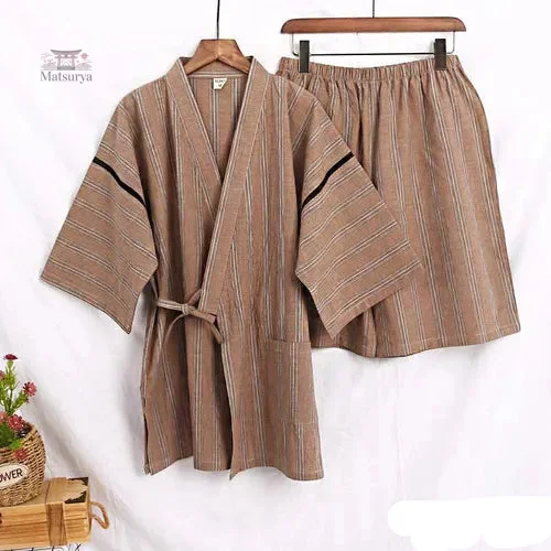 jinbei-homme-raye-a-manches-courtes-1 Jinbei homme rayé à manches courtes, style décontracté