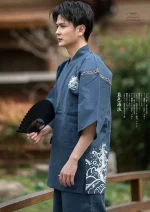 Vêtements en lin Kanagawa, jinbei homme pour l'été