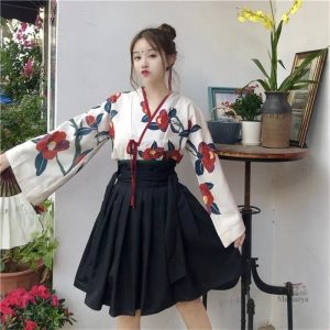 Jupe de style japonais inspirée des kimonos