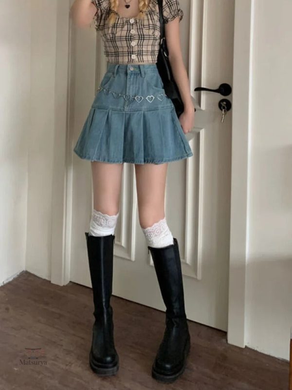 Jupe Plissée en Jean pour Femme