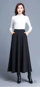 Jupe mi-longue japonaise, style élégant et décontracté