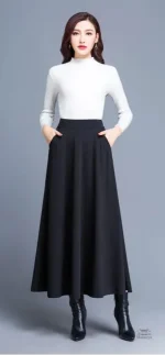 Jupe mi-longue japonaise, style élégant et décontracté