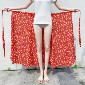 Jupe japonaise portefeuille en tissu fluide