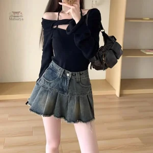 Jupe en denim japonais au style délavé