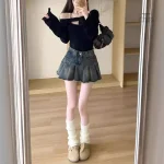 Jupe tendance en jean au look japonais