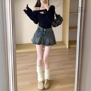 Jupe tendance en jean au look japonais