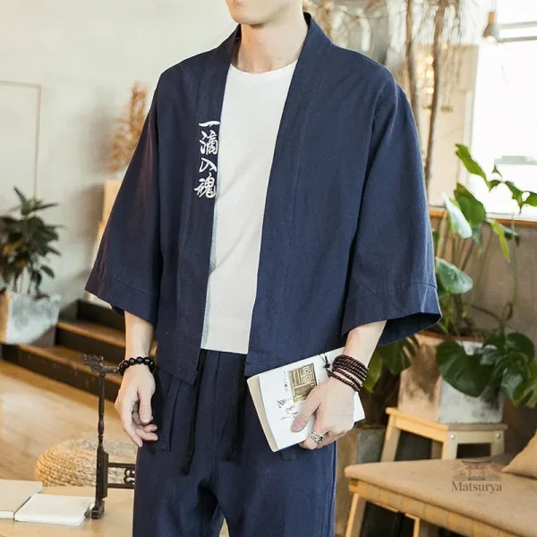 Cardigan kimono pour homme en tissu léger