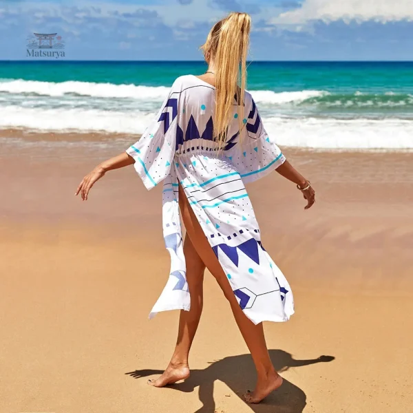 Kimono de plage tendance avec designs géométriques