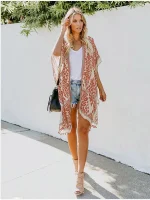Kimono de plage décontracté en tissu léger