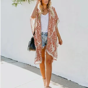 Kimono de plage décontracté en tissu léger