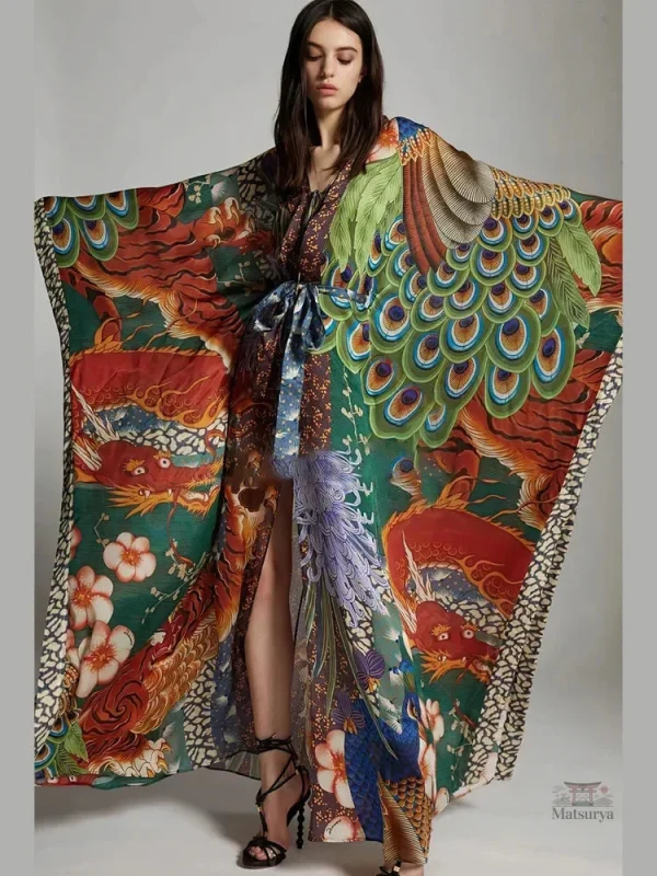 kimono-de-plage-fleuri-1 Kimono de plage fleuri avec motifs colorés