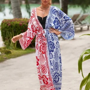 Kimono de plage symétrique élégant et léger