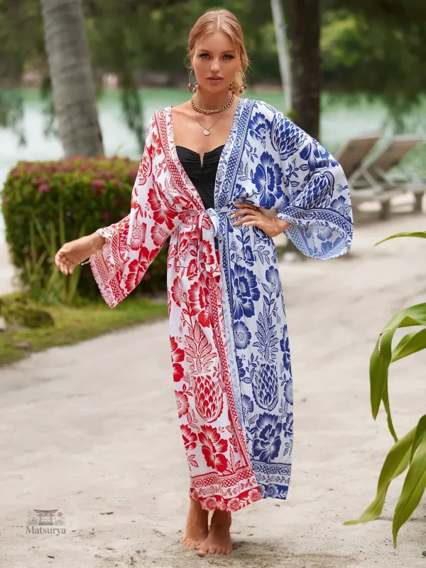 Kimono de plage symétrique élégant et léger