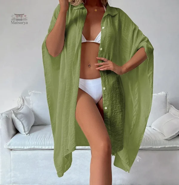 Kimono de plage uni pour une tenue estivale décontractée