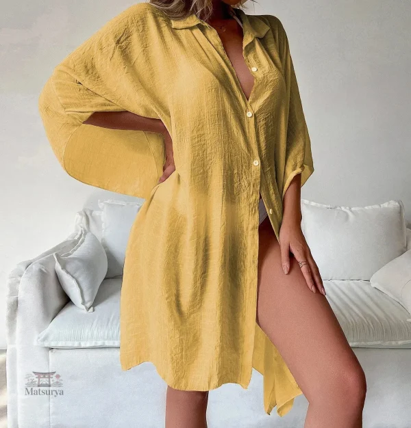 Kimono de plage uni idéal pour les vacances à la mer