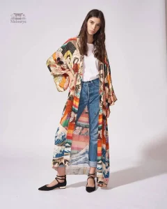 Kimono de plage Kanagawa avec motif vagues