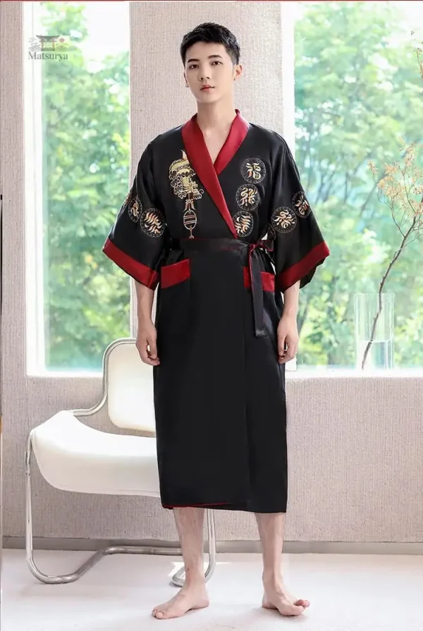 Kimono homme en soie, style classique japonais